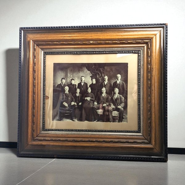 Antique Large Ornate Wood Picture Frame with Portrait