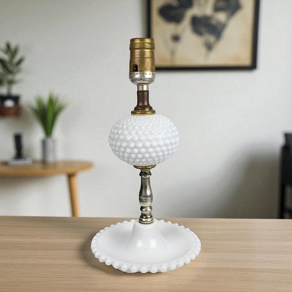 Vintage Milk Glass Hobnail Lamp