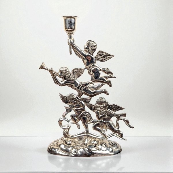 Vintage Godinger Silver Cherub Candlestick