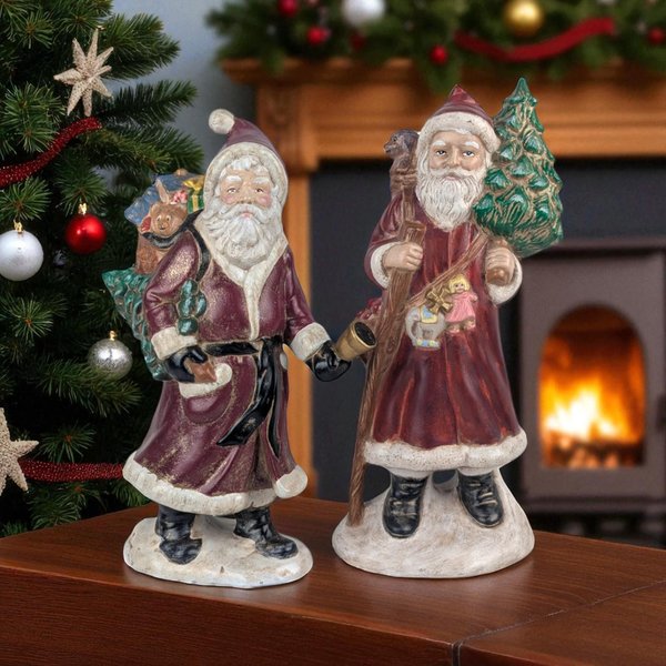 Vintage 1987 Signed Ceramic Santa Figures