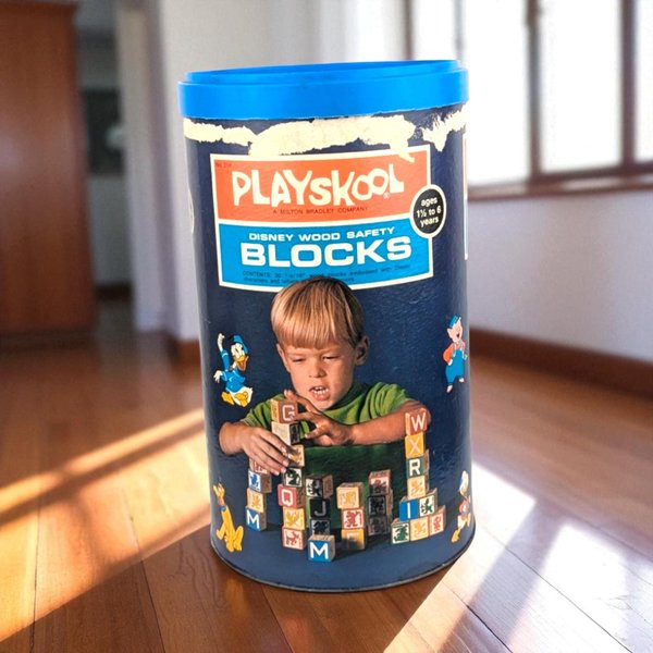 1970 Playskool Walt Disney Wood Safety Blocks