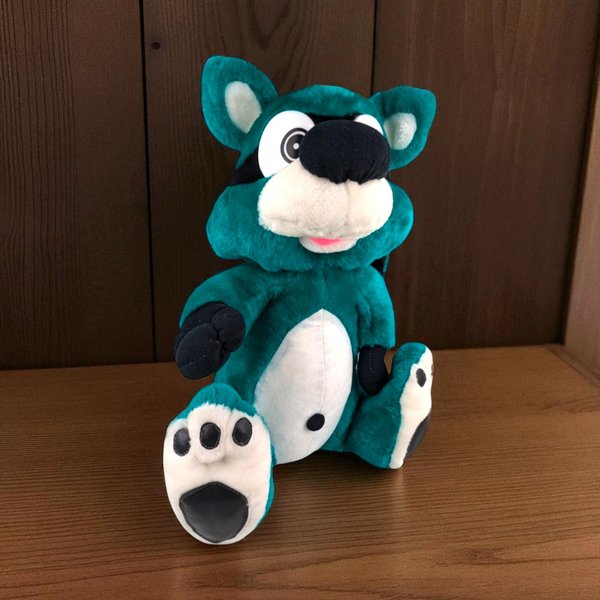 Vintage Nanco Bandit Green Raccoon Plush