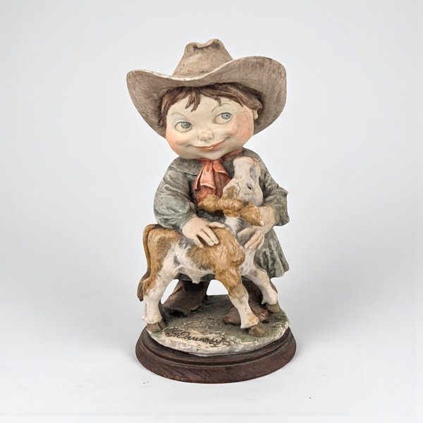 Vintage Giuseppe Armani Gulliver's World Cowgirl with Calf Figurine