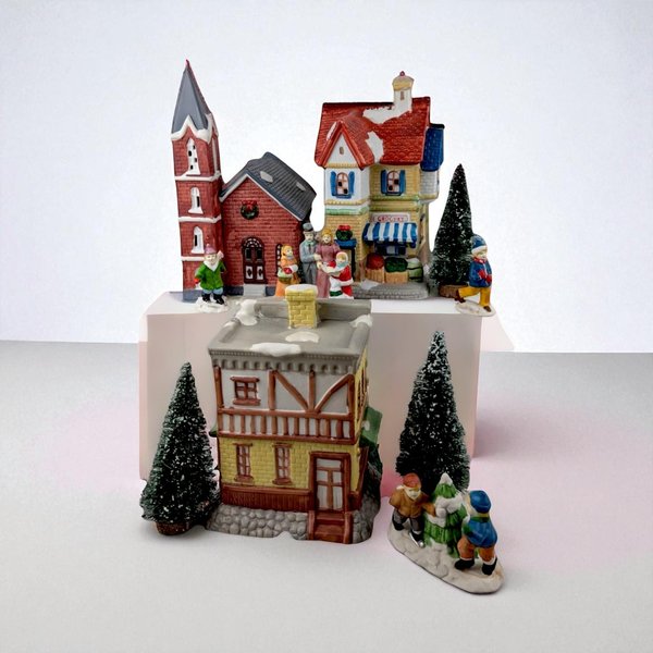 Vintage Dickens Collectibles Lighted Porcelain Christmas Village