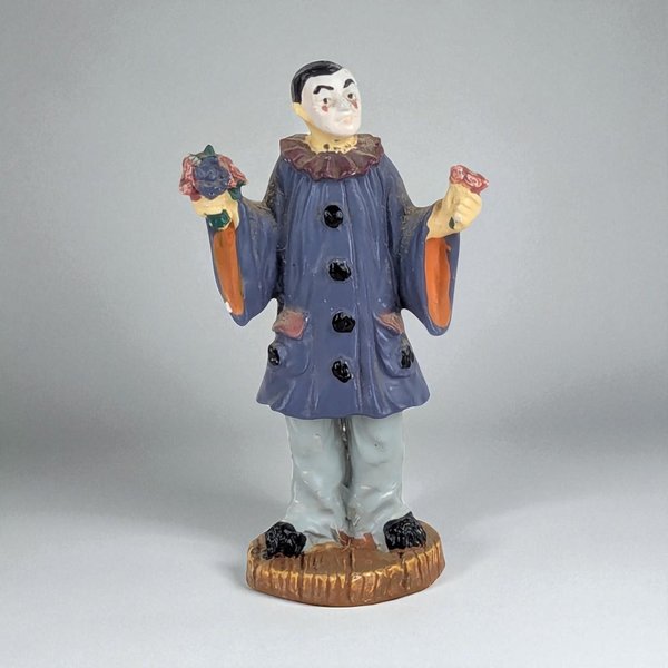 Vintage Metal Pierrot Clown Miniature Figurine