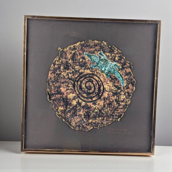 1997 Barbara DeVault Mixed Media Art: 'Lingard Disk' Framed Original