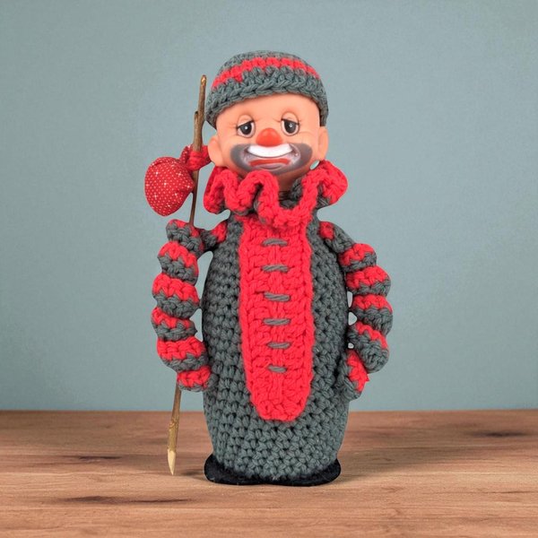 Vintage Hand Crocheted Hobo Clown
