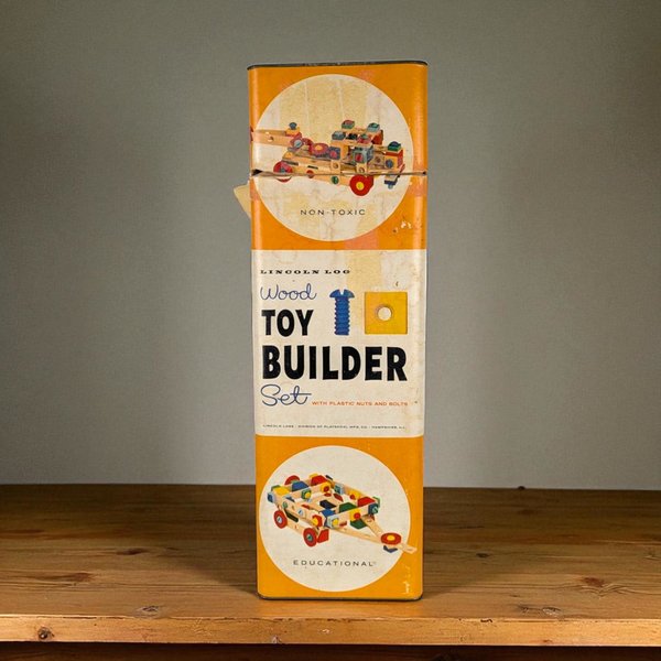 Vintage Lincoln Log Wood Toy Builder Set