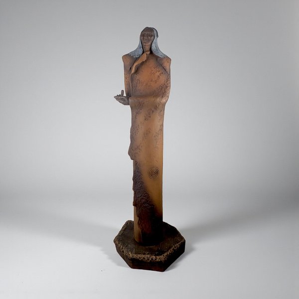 Vintage JH Boone Terracotta Indian with Pipe Statue