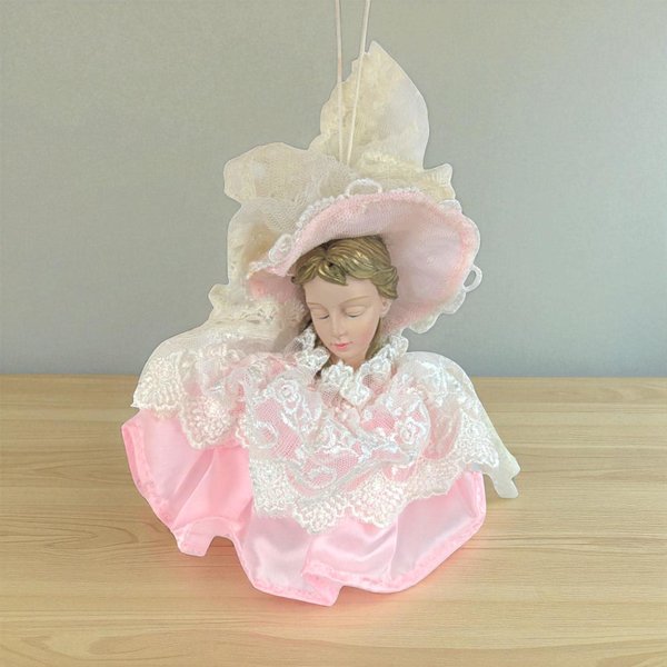 Vintage Pink Lace Doll Head Ornament