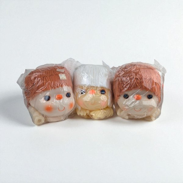 Vintage J.Shin Plastic Doll Heads Set, 6"