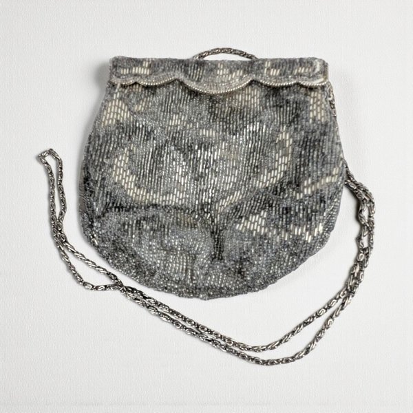 Vintage La Regale Silver Beaded Evening Purse