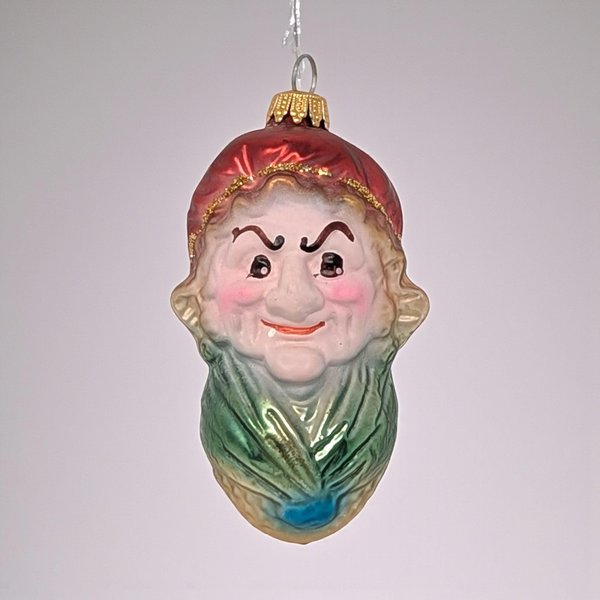 Vintage Grumpy Dwarf Glass Ornament