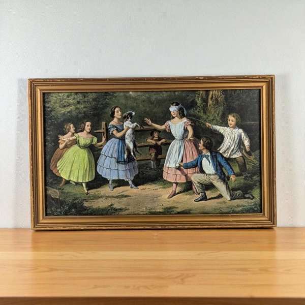 Vintage Currier and Ives Blind Man’s Bluff Framed Print