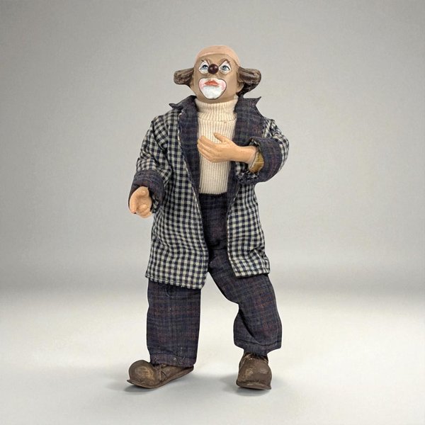 Vintage 10" Posable Hobo Clown in Plaid