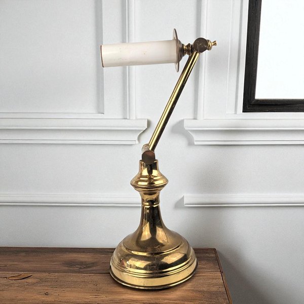 Vintage Adjustable Brass Pivot Desk Lamp