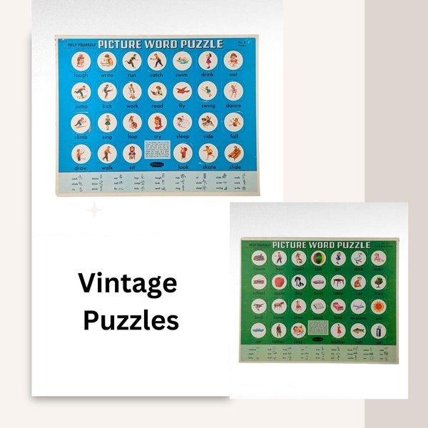 Pair of 1961 Whitman Help Yourself Picture Word Puzzles