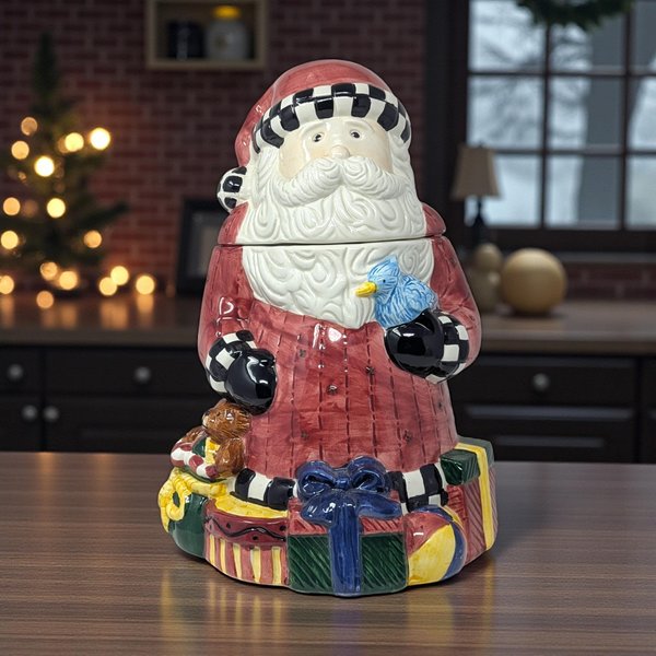Vintage Debbie Mumm Ceramic Santa Cookie Jar
