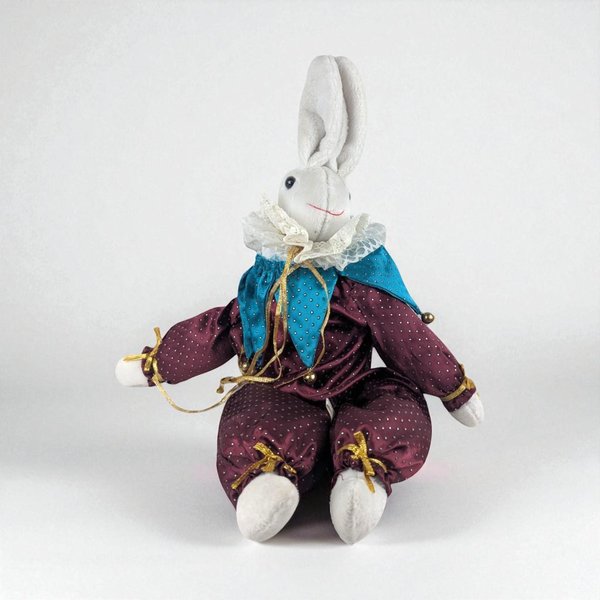Limited Edition Harlequin Jester Plush Rabbit