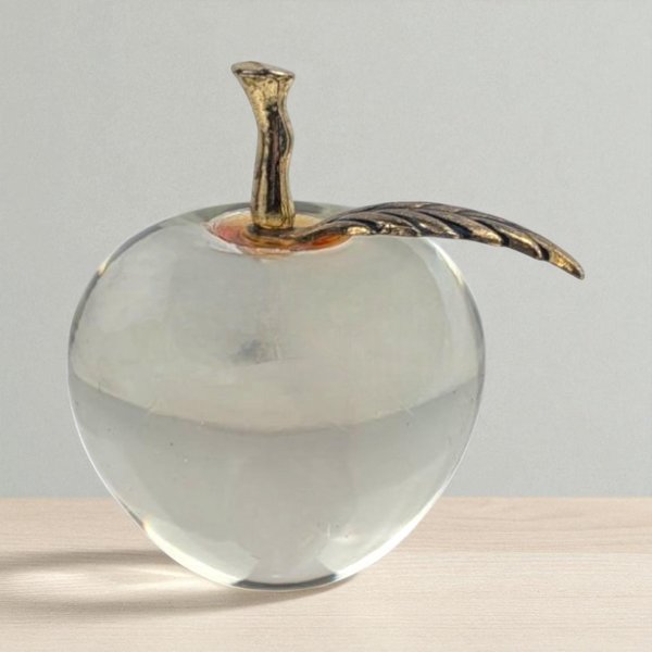 Vintage Clear Glass Apple Paperweight