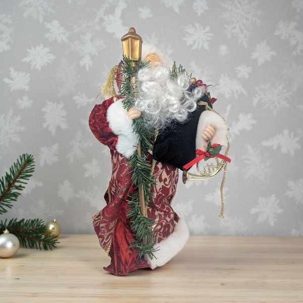 Vintage Burgundy Damask Santa Tree Topper
