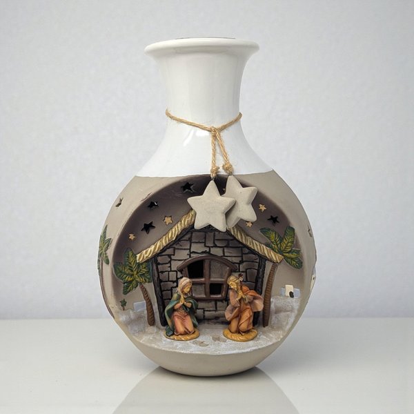 Vintage Roman Ceramic Light-Up Nativity Vase