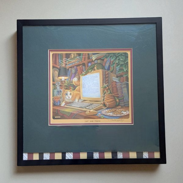 1993 'Cat and Mouse' Randal Spangler Framed Art Print