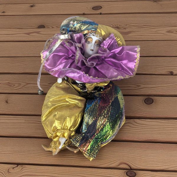 Vintage Gold and Purple Jester Doll