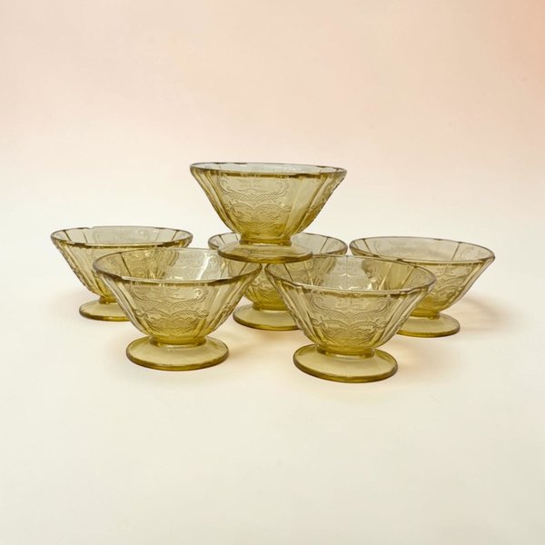 1930s Madrid Amber Sherbet Set of 6