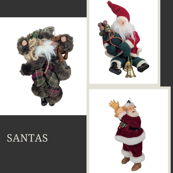 Vintage Santa Figurine Trio